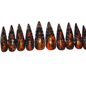 Hand crafted custom print 10pc short acrylic press on nails sz Small